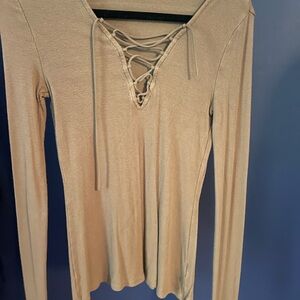 Lace-Up Beige Top and Black as well Bundle Two tops included
